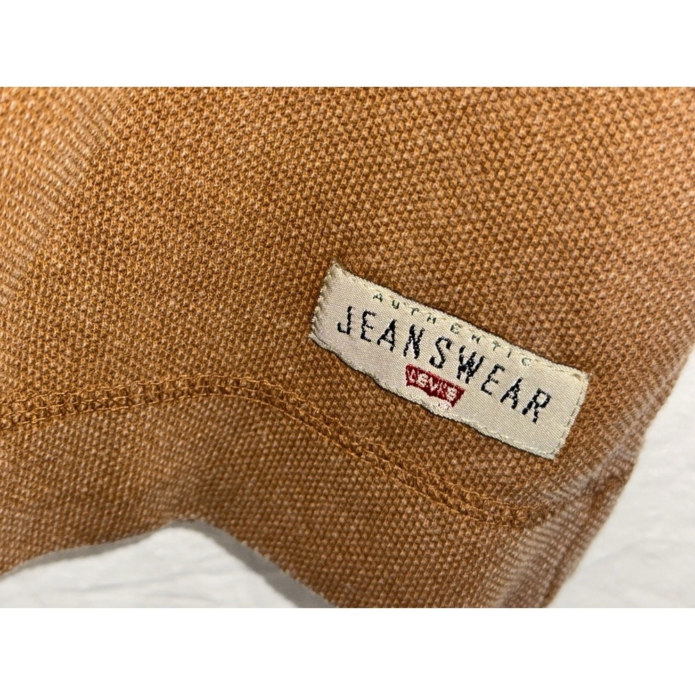 Vintage Levis Henley Shirt Mens XL Orange Rust Contrast Stitch 90s Long Sleeve - Picture 4 of 6